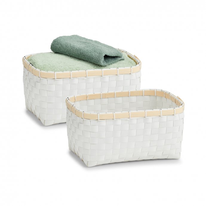 Aufbewahrungskorb geflochten 2er-Set Weiß