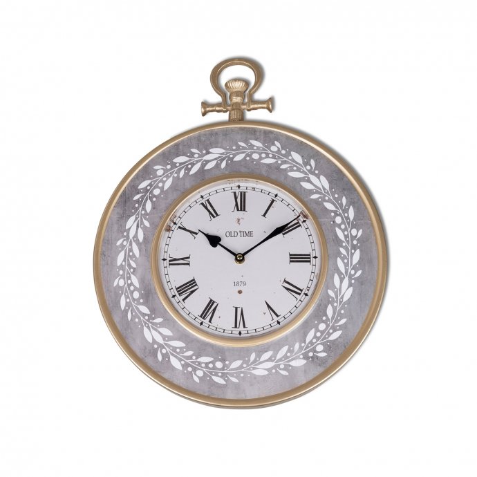 Wanduhr grau antik mit Ranke 38 cm