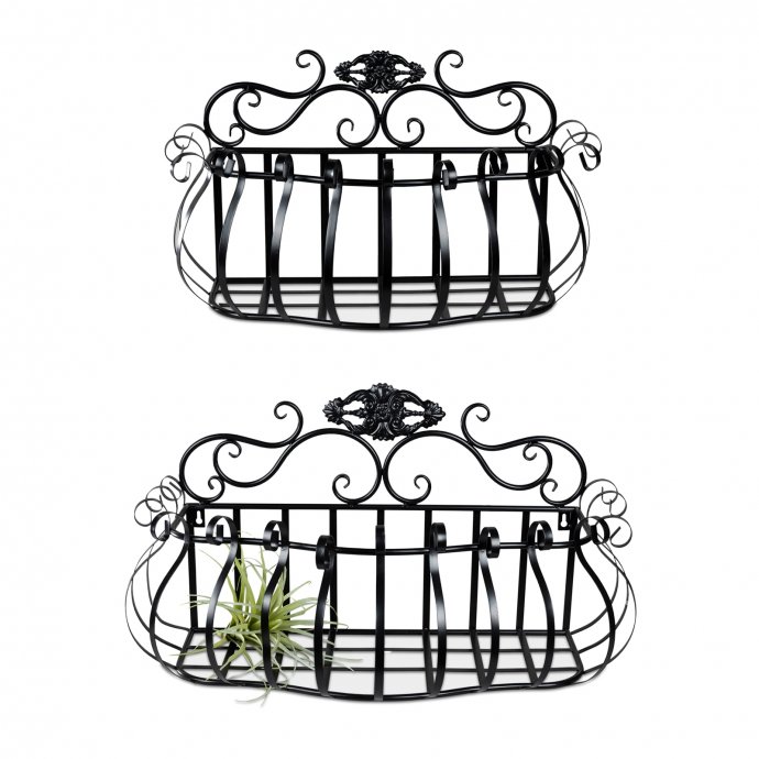Wandkörbe 2er-Set aus Metall Schwarz