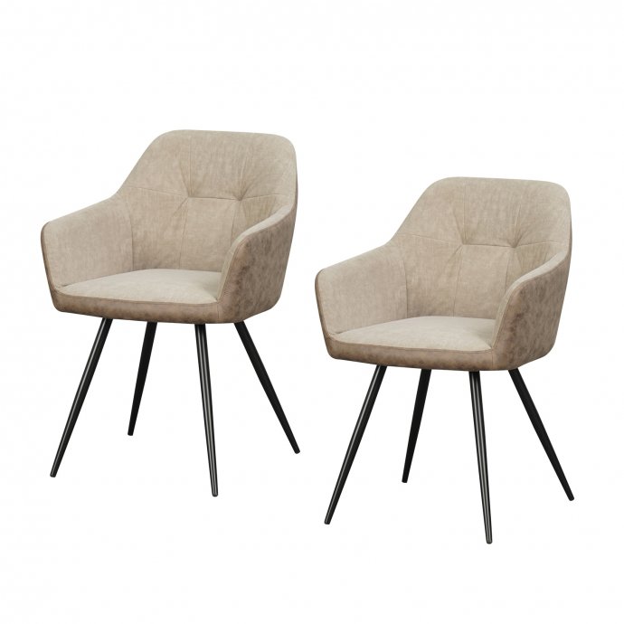 Esszimmerstuhl 2er Set Antikbraun/Taupe Joschka