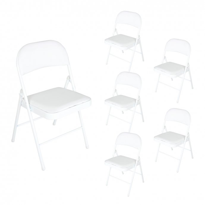 Klappstuhl Kunstleder Gestell Weiß 6er-Set