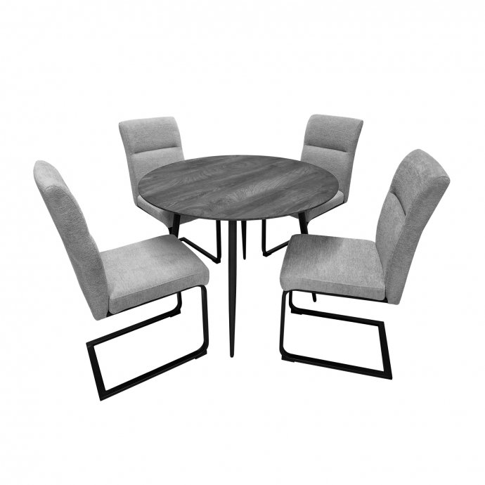 Sitzgruppe Liron Tisch und 4 Schwingstühle Grau