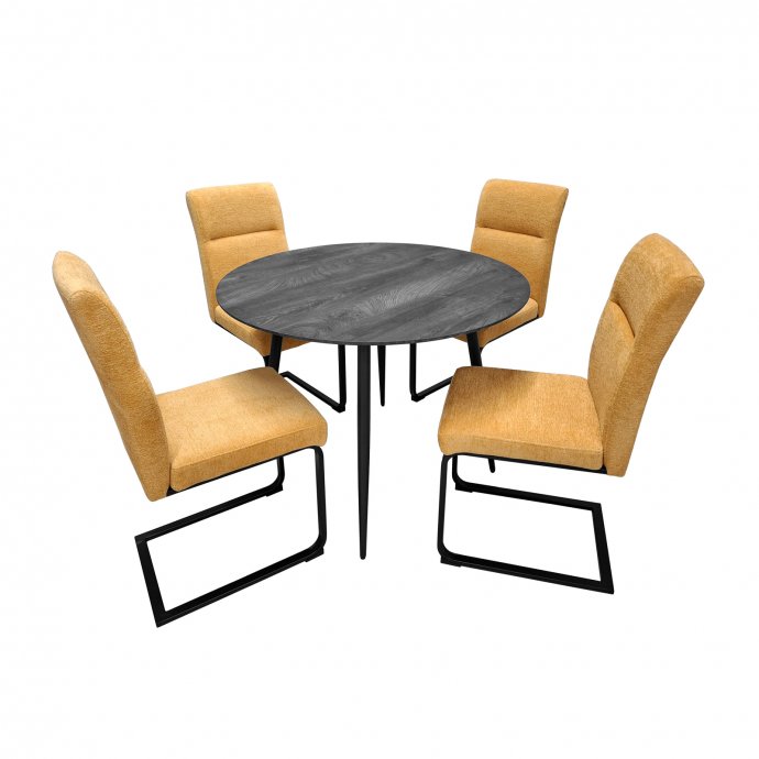 Sitzgruppe Liron Tisch und 4 Schwingstühle Gelb