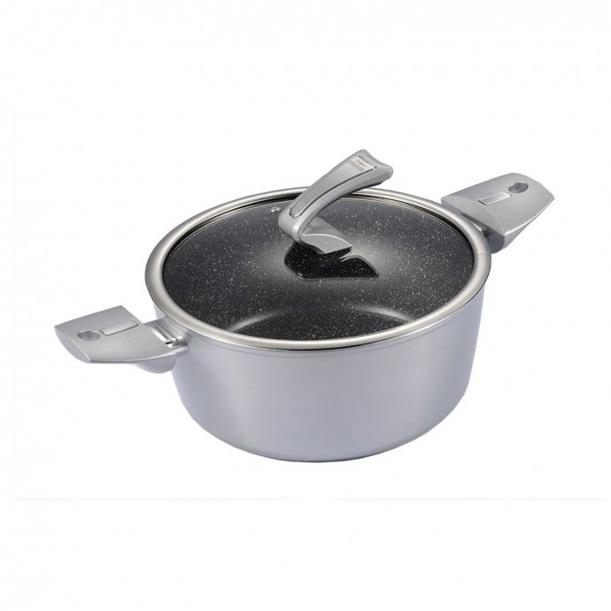 Bratentopf mit Deckel Metallic Silber 24 cm