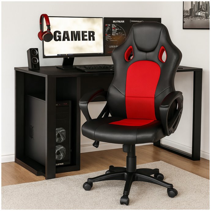 Drehstuhl Schwarz-Rot Daytona