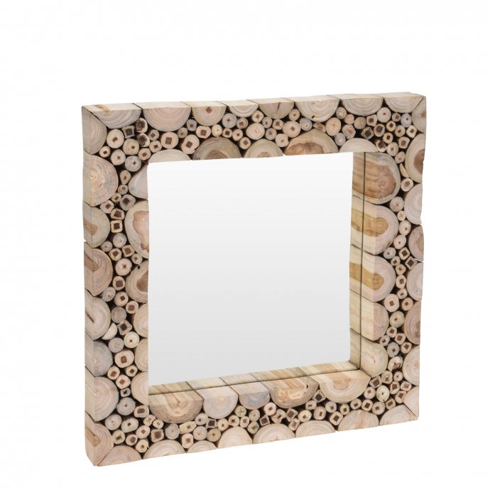 Wandspiegel mit Teak Holz Rahmen