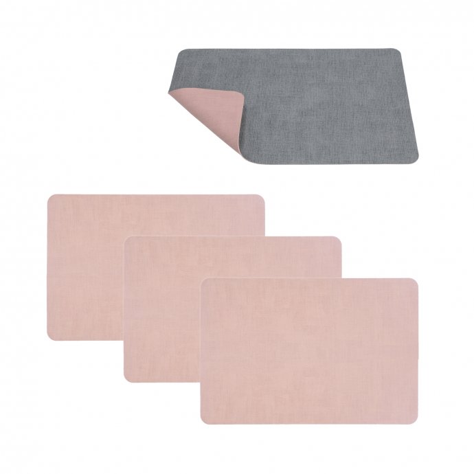 Tischset 4 - teilig Grau/Rosa