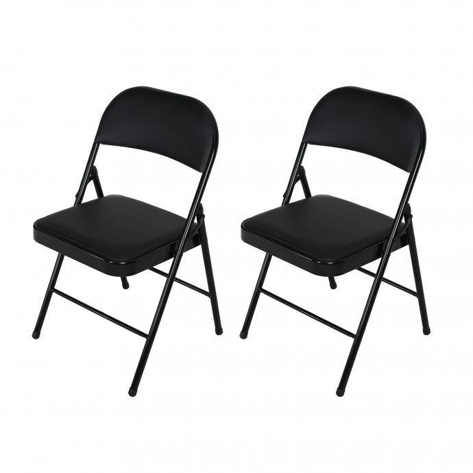 Klappstuhl Wedigo Kunstleder Schwarz-Schwarz 2er-Set