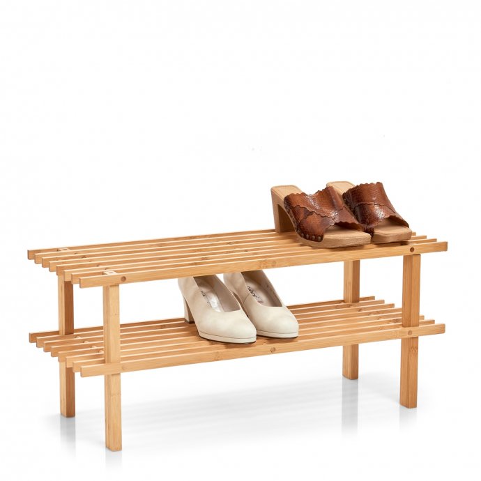 Schuhregal 2 Ablagen Bambus