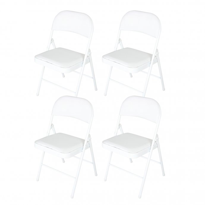 Klappstuhl Wedigo Kunstleder Weiß-Weiß 4er-Set
