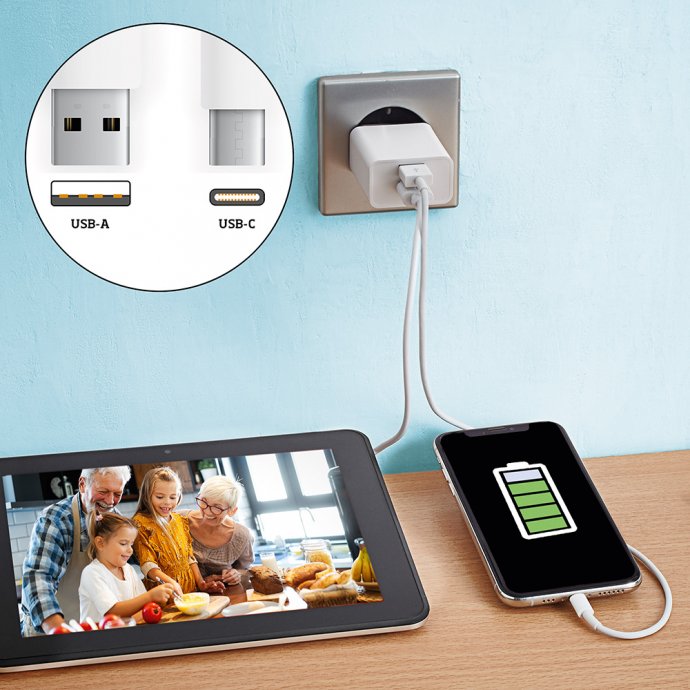 USB-C/USB-A Duo-Steckdosenadapter