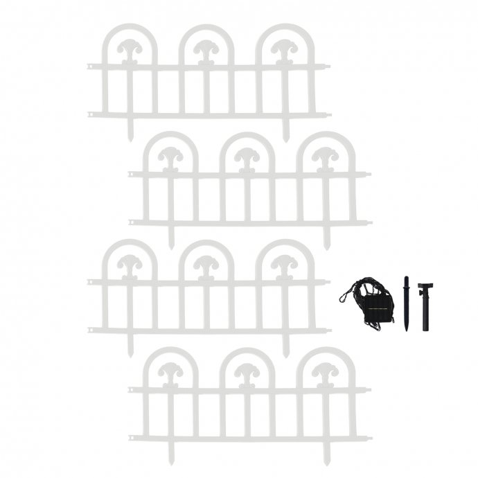 Zierzaun Nessa Solar Bogen 4-teilig Weiß