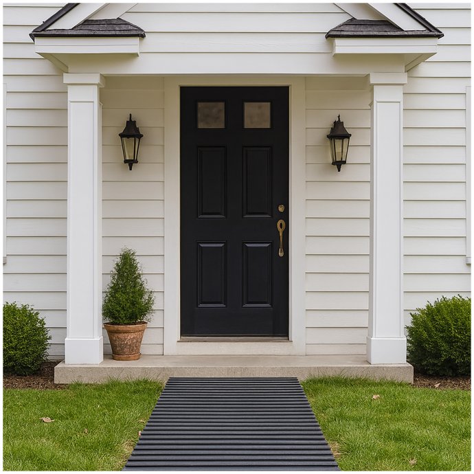 Gartenweg 260 cm Holzbohlenoptik Grau