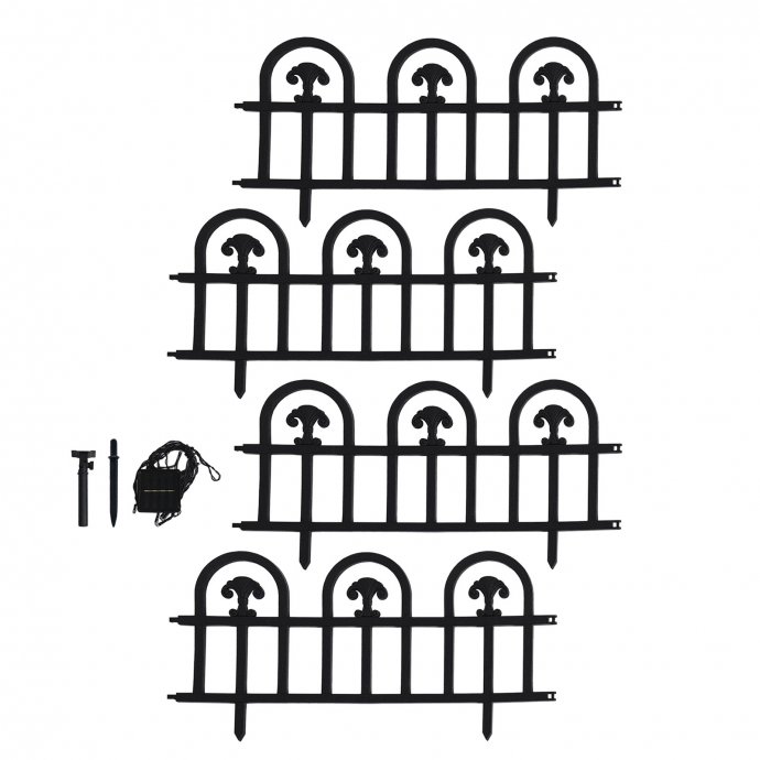 Beeteinfassung 720 cm Schwarz Bögen mit Lichterkette