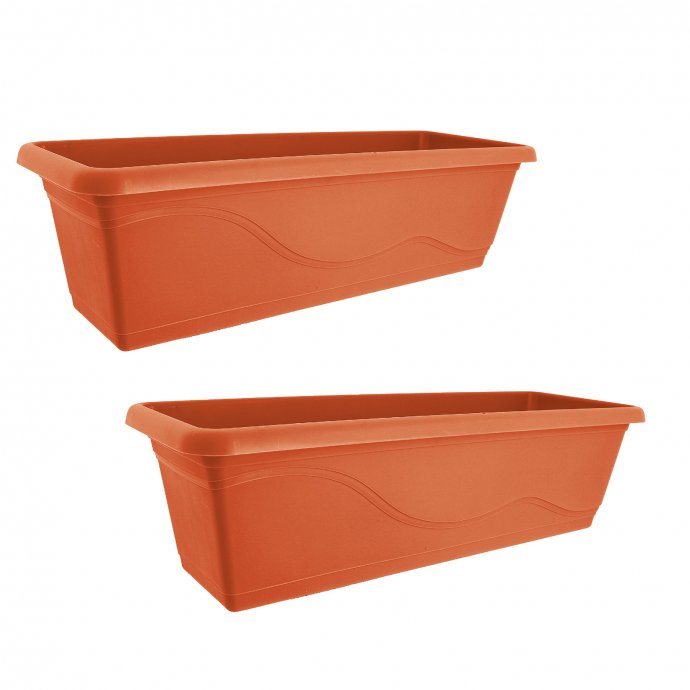 Blumenkasten mit Wasserspeicher 60cm 2er Set Terracotta