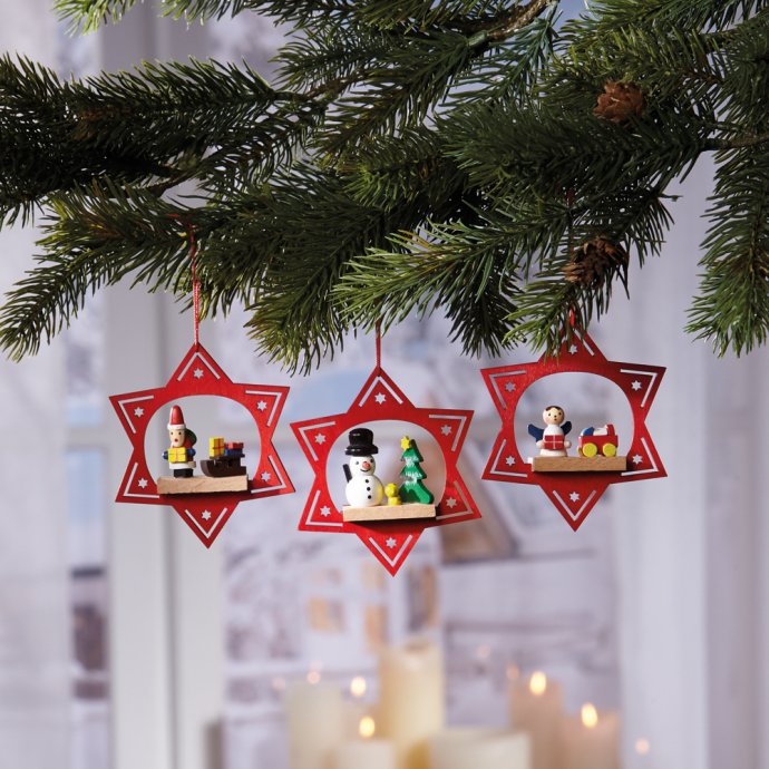 Holz-Baumschmuck 3er-Pack