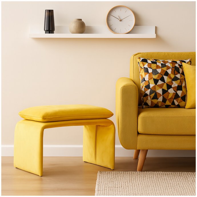 Polsterhocker B/H/T 61 x 34,5 x 40 cm Vance Gelb