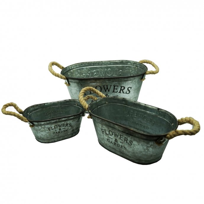3er-Set Pflanztopf Zink