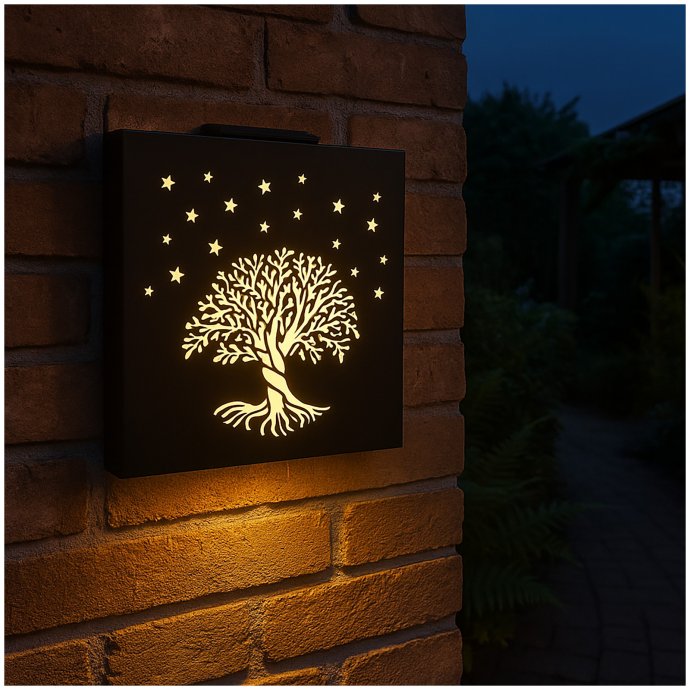 LED Solarleuchte 46 x 48 cm warmweiß für Terrasse und Balkon