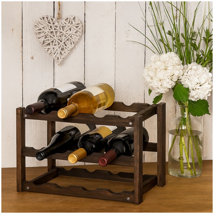 Weinregal aus Holz für 12 Flaschen 3 Ebenen, Dunkelbraun