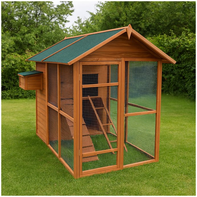 Großes Hühnerhaus mit Freilaufgehege für 6 - 8 Hühner