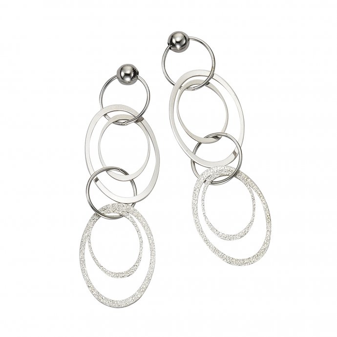 Ohrringe Silber 925 rhodiniert aus Ringen 6cm lang