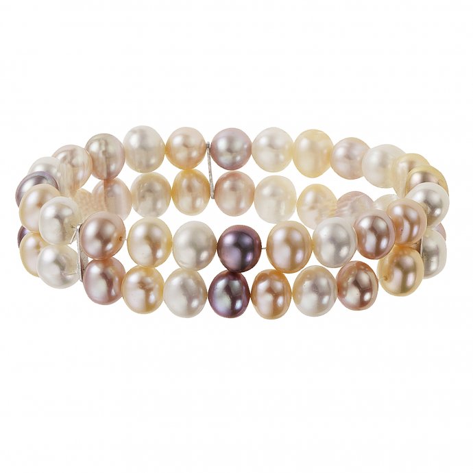 Armband Süßwasserzuchtperlen mehrfarbig 8mm zweireihig