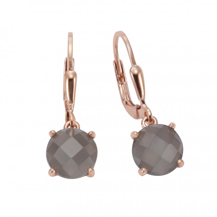 Ohrhänger 925 Silber rosé vergoldet Mondstein grau