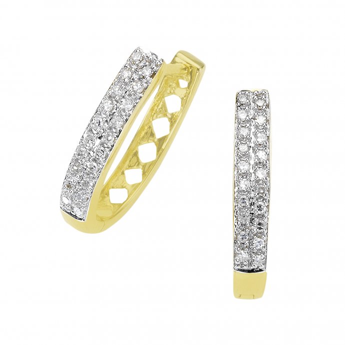 Ohrringe Gold 585 zweifarbig mit 40x Diamant zus. 0,20ct.