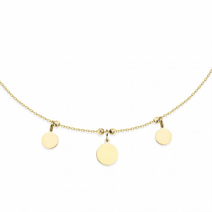 Halskette 925 Sterling Silber vergoldet runde Plättchenkette