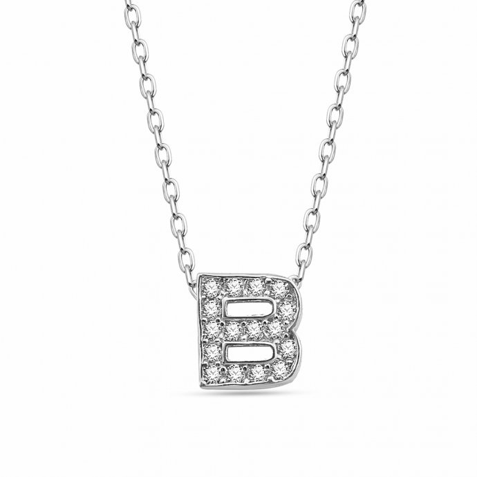 Anhänger mit Kette Buchstabe B 925/- Sterling Silber