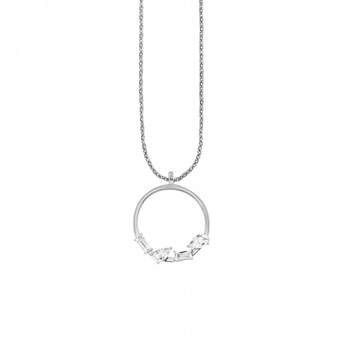 Halskette 925/- Sterling Silber rhodiniert Weißtopas