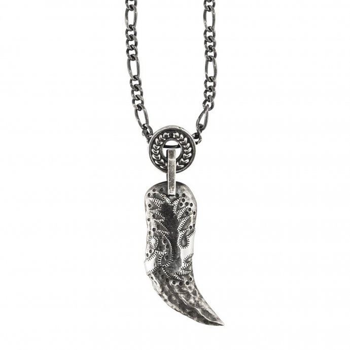 Anhänger mit Kette 925/- Sterling Silber oxidiert Tigerzahn