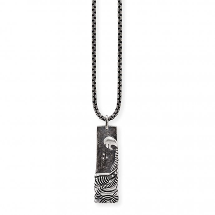 Anhänger mit Kette 925/- Sterling Silber oxidiert Wellen