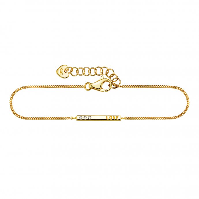 Armband 925/- Sterling Silber vergoldet Zirkonia Love