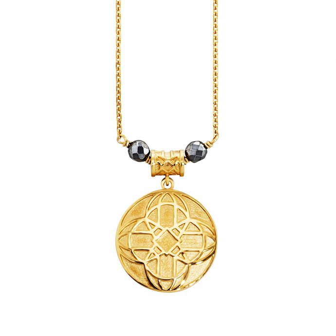 Anhänger mit Kette 925/- Sterling Silber vergoldet Hämatit