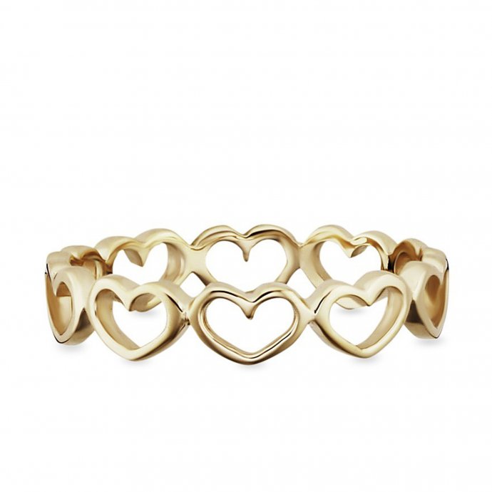 Ring 925/- Sterling Silber vergoldet Herzen