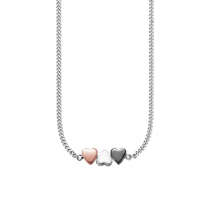Collier 925/- Sterling Silber tricolor Herz