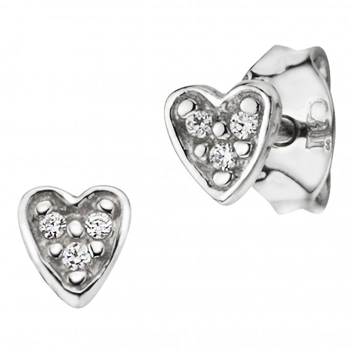 Ohrstecker 925/- Silber rhodiniert Herz Zirkonia