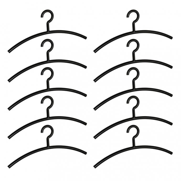 Kleiderbügel Mod. Mir Schwarz, 10er Set, Kunststoff-Bügel für die Kleiderstange