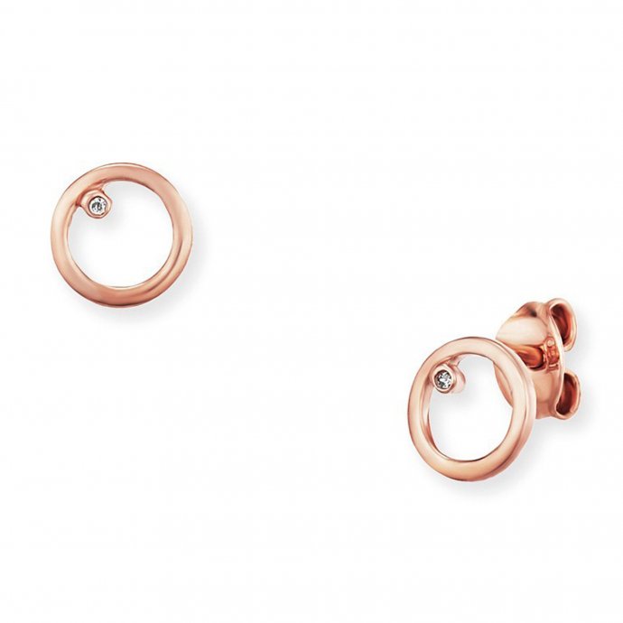 Ohrstecker Silber 925 rosé vergoldet 7mm mit Zirkonia Kreis