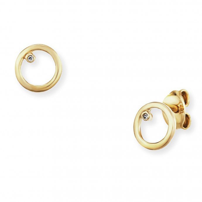 Ohrringe Silber 925 gelb vergoldet 7mm mit Zirkonia Kreis