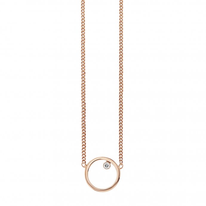 Collier 925/- Sterling Silber rotvergoldet Zirkonia Kreis