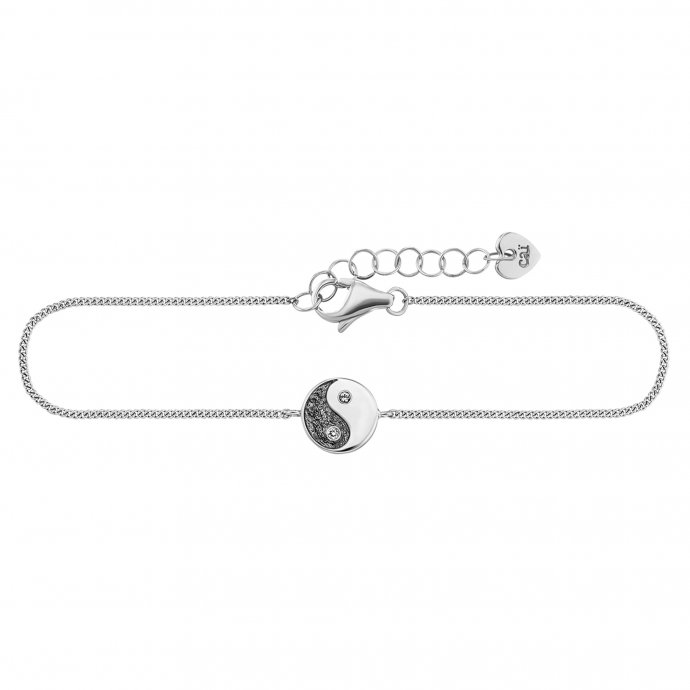 Armband 925/- Sterling Silber rhodiniert Zirkonia Yin Yang