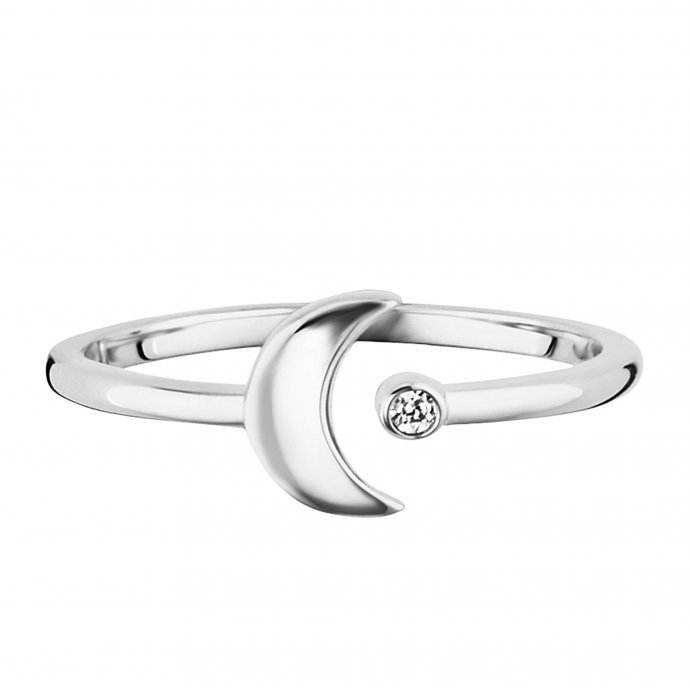Ring 925 Sterling Silber rhodiniert Zirkonia Mond