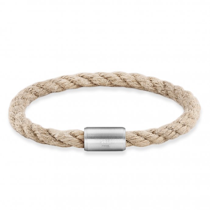 Armband Edelstahl Textilband creme 20cm