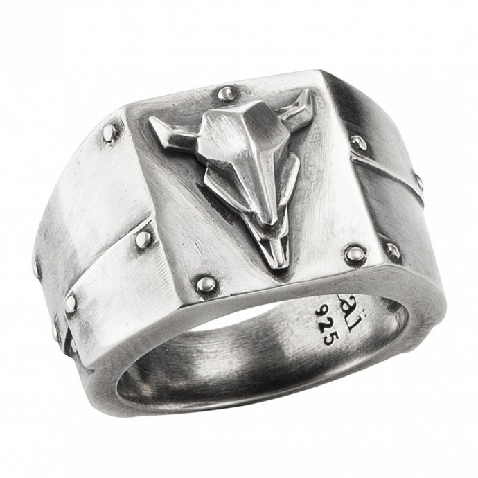 Ring Silber 925 oxidiert Stierkopf