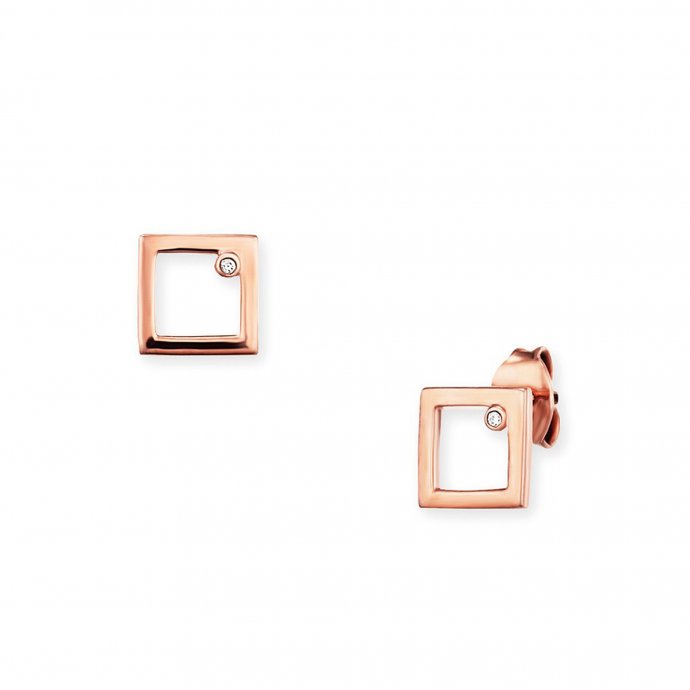 Ohrstecker 925 Sterling Silber rosé vergoldet Rechteck Zirkonia
