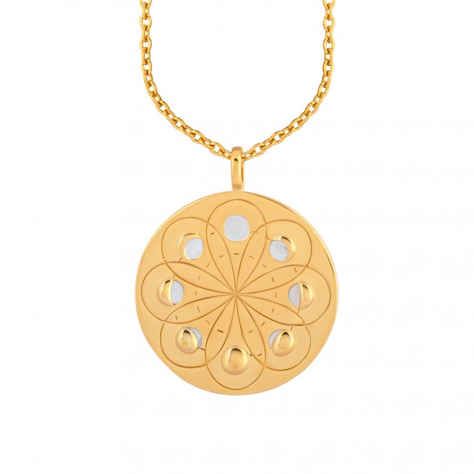 Anhänger mit Kette 925/- Sterling Silber bicolor Mondzyklus Luna