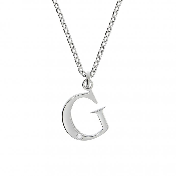 Halskette Silber 925 mit 1x Diamant 0,008ct. Buchstabe G